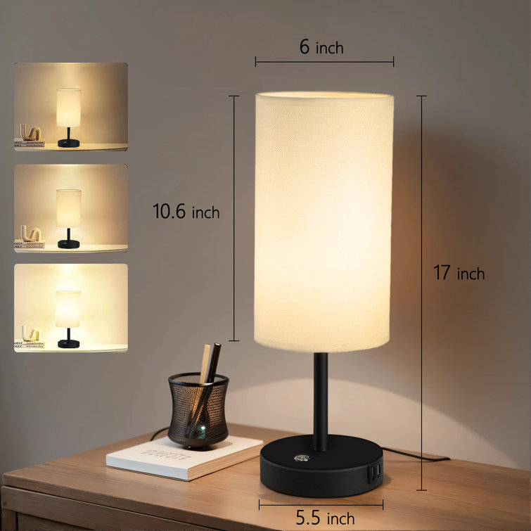 Ebern Designs Zandres 17" Touch Table Lamp with USB Ports Wayfair Canada